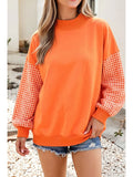 Orange Plaid Sleeve Sweatshirt