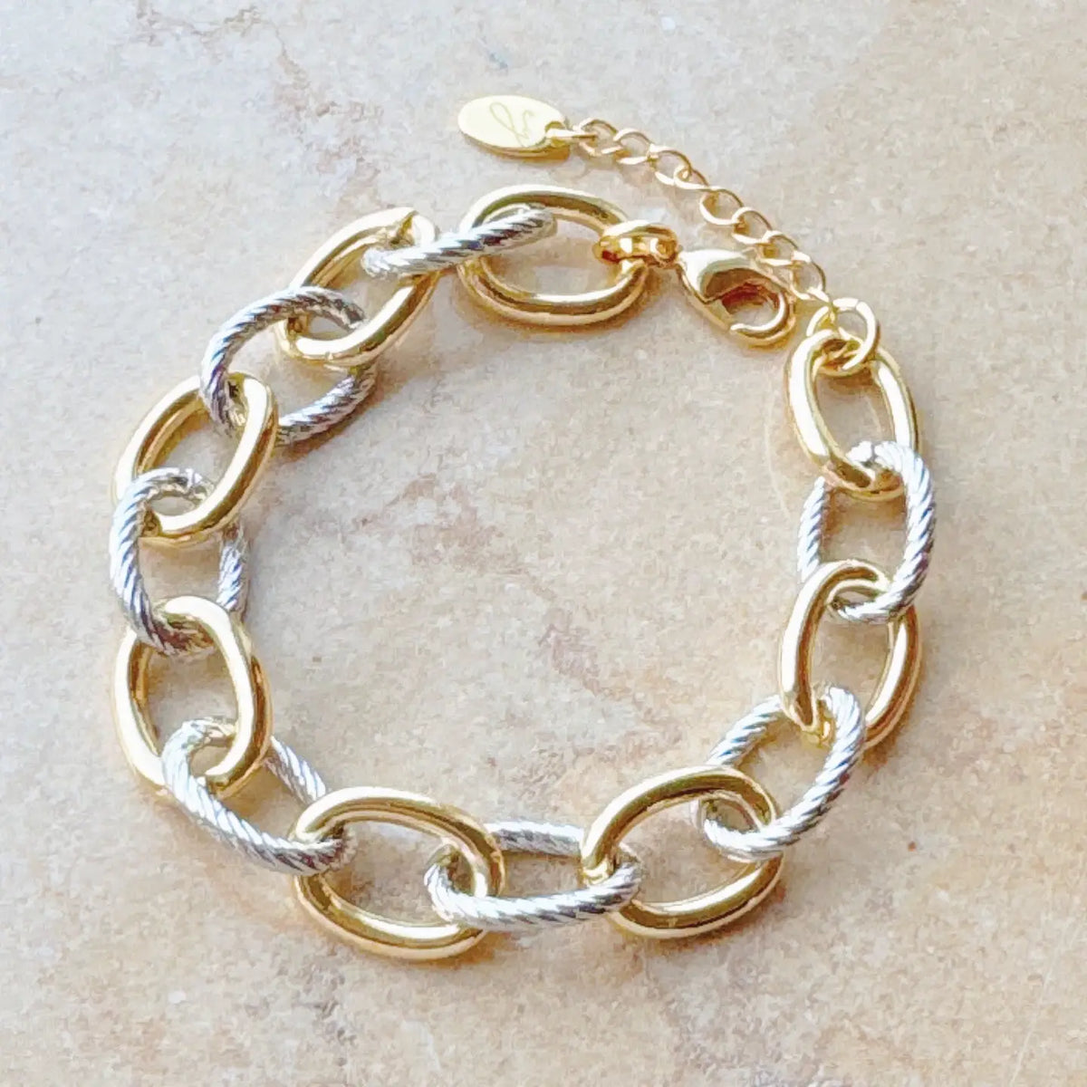 Cable Texture Two Tone Bracelet