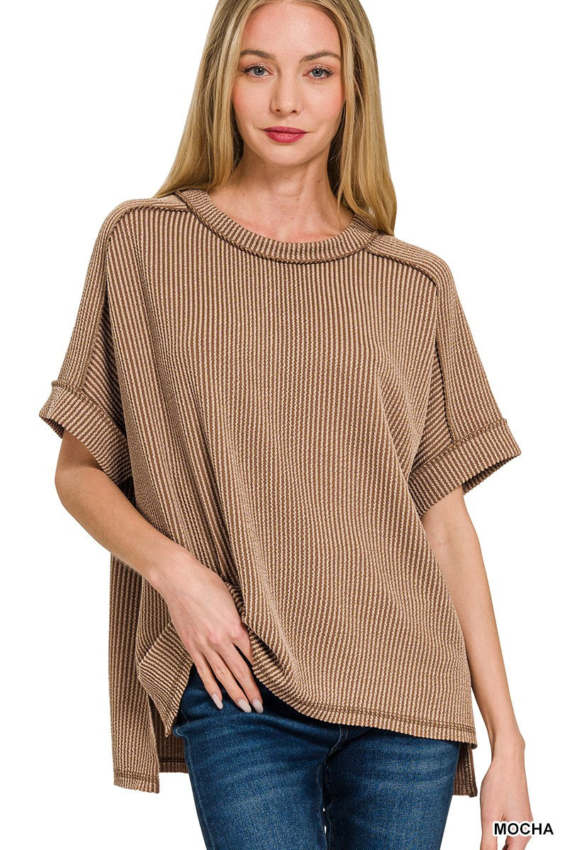 Ribbed Mocha Weekend  Top