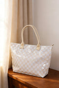 Tote Bag-Beige Checkered