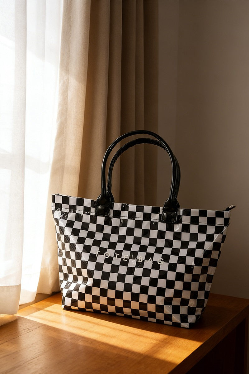 Tote Bag-Black Checkered