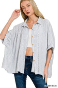 A Fine Line Boxy Top-Blue Stripe