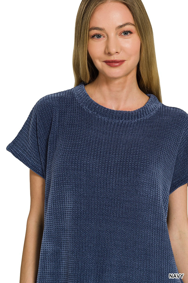 Navy Chenille-igans Top