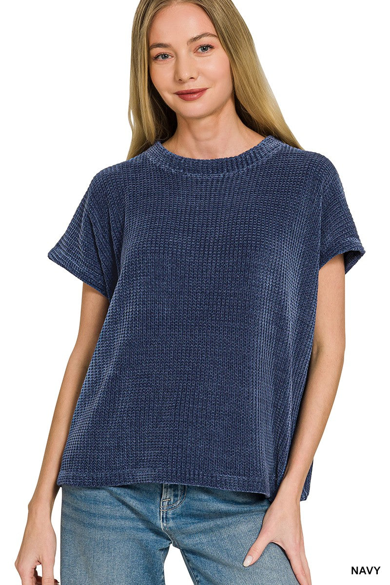 Navy Chenille-igans Top