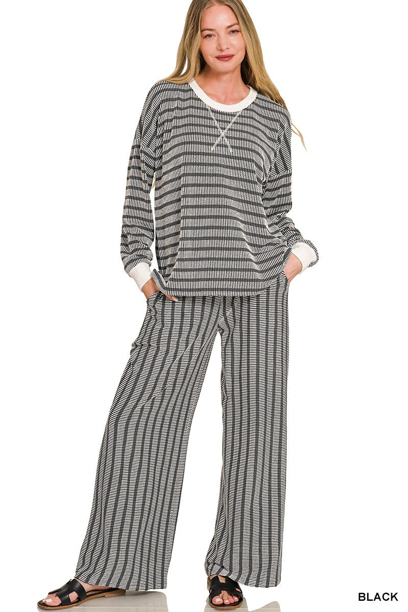 Black Stripe Pullover Set