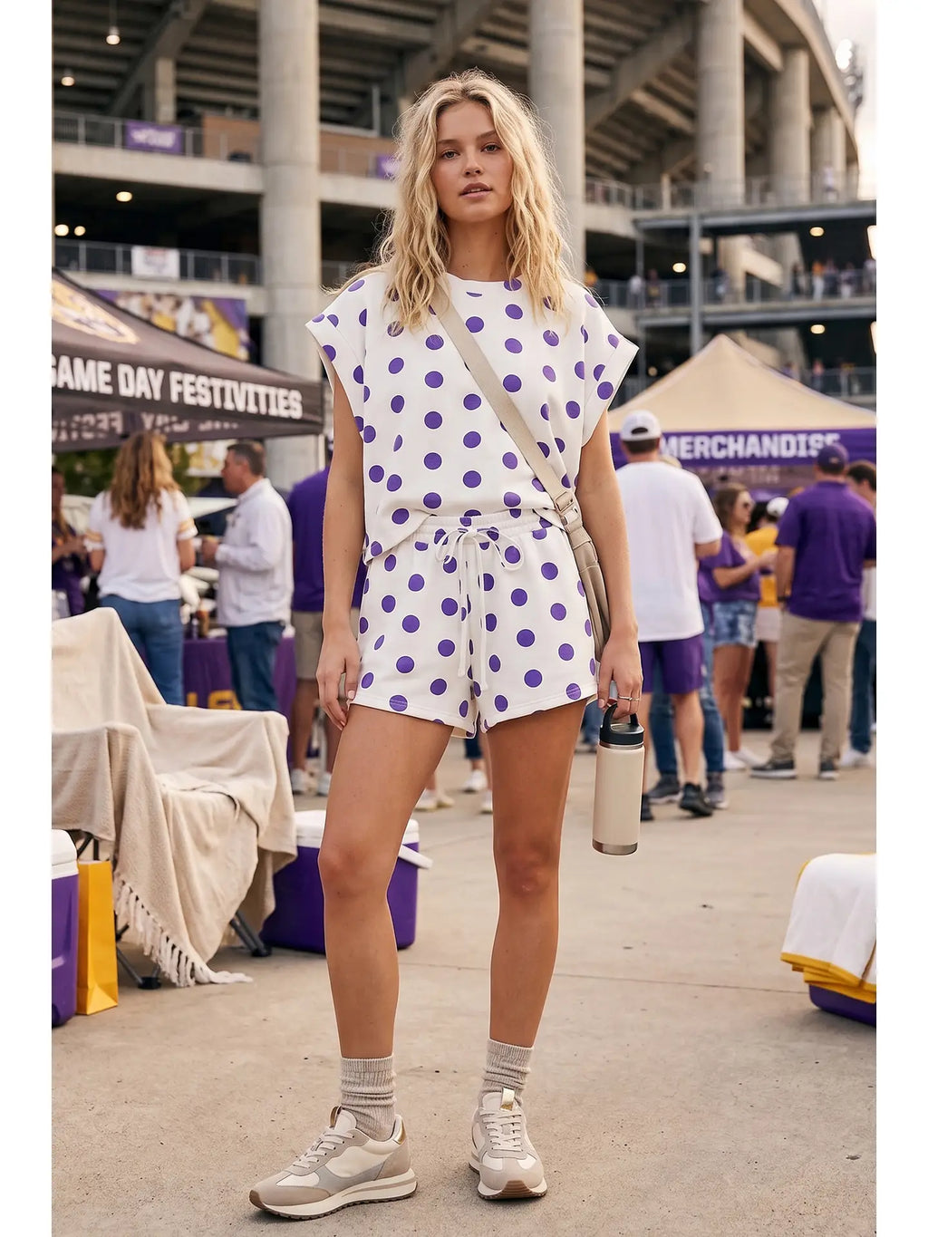 Purple Polka 2 piece short set
