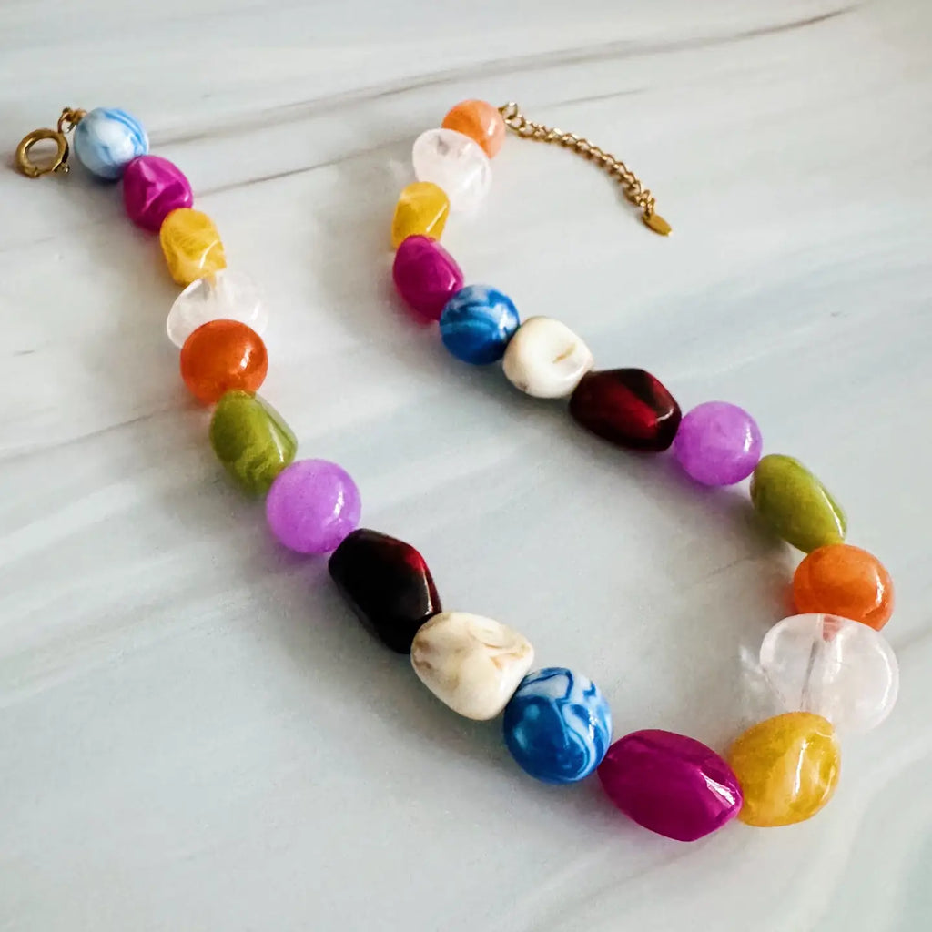 Color Pop Pebble Beaded Necklace