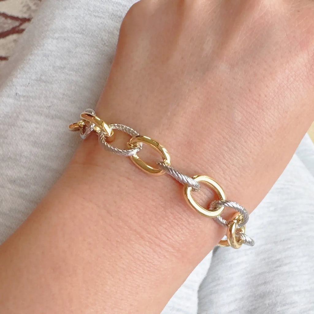 Cable Texture Two Tone Bracelet